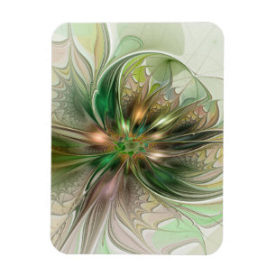 Colorful Fantasy Modern Abstract Fractal Flower Magnet
