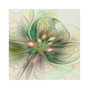 Colorful Fantasy Modern Abstract Fractal Flower Metal Print