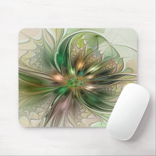 Colorful Fantasy Modern Abstract Fractal Flower Mouse Pad