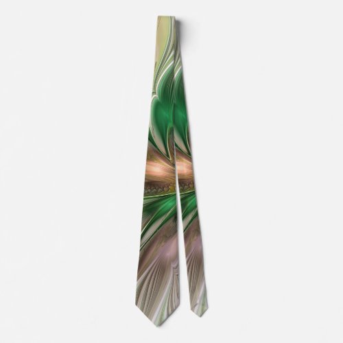 Colorful Fantasy Modern Abstract Fractal Flower Neck Tie