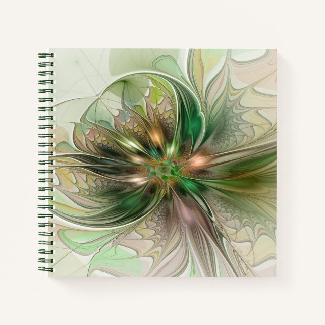 Colorful Fantasy Modern Abstract Fractal Flower Notebook (Front)