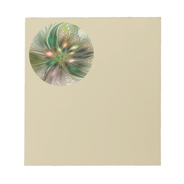 Colorful Fantasy Modern Abstract Fractal Flower Notepad (Front)