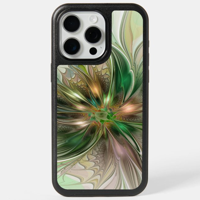 Colorful Fantasy Modern Abstract Fractal Flower Otterbox iPhone Case (Back)