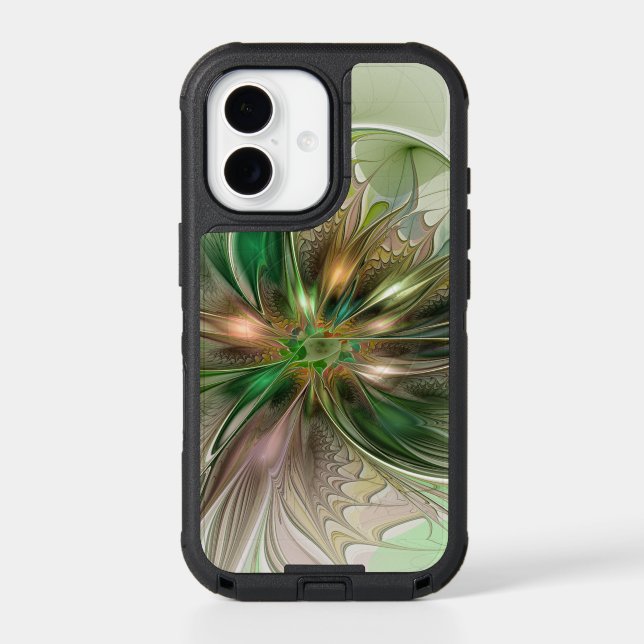 Colorful Fantasy Modern Abstract Fractal Flower Otterbox iPhone Case (Back)