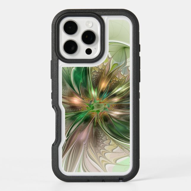 Colorful Fantasy Modern Abstract Fractal Flower Otterbox iPhone Case (Back)