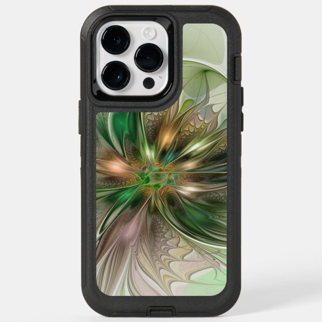 Colorful Fantasy Modern Abstract Fractal Flower Otterbox iPhone Case (Back)