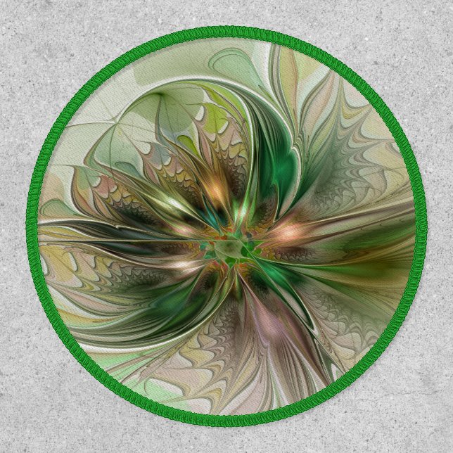 Colorful Fantasy Modern Abstract Fractal Flower Patch (Front)