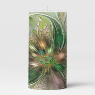 Colorful Fantasy Modern Abstract Fractal Flower Pillar Candle