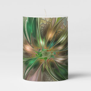 Colorful Fantasy Modern Abstract Fractal Flower Pillar Candle