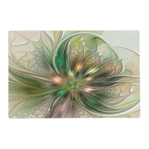 Colorful Fantasy Modern Abstract Fractal Flower Placemat