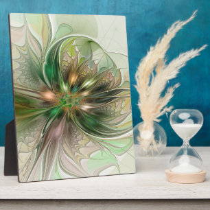 Colorful Fantasy Modern Abstract Fractal Flower Plaque