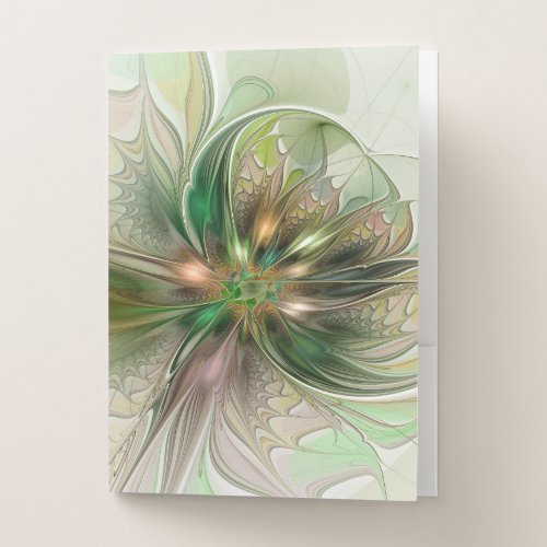 Colorful Fantasy Modern Abstract Fractal Flower Pocket Folder