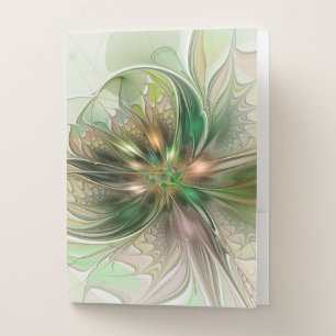 Colorful Fantasy Modern Abstract Fractal Flower Pocket Folder
