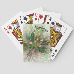 Colorful Fantasy Modern Abstract Fractal Flower Poker Cards