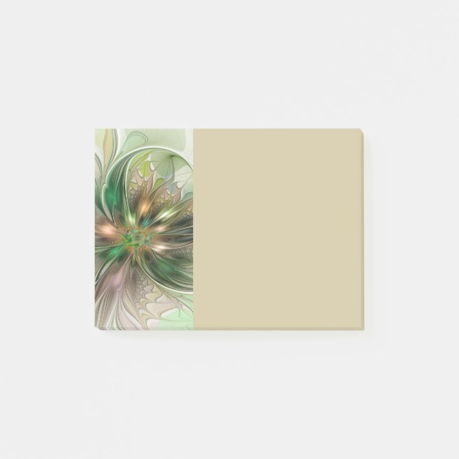 Colorful Fantasy Modern Abstract Fractal Flower Post-it Notes (Front)