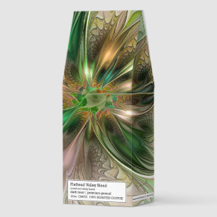 Colorful Fantasy Modern Abstract Fractal Flower Roasted Coffee