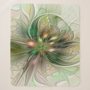 Colorful Fantasy Modern Abstract Fractal Flower Sherpa Blanket