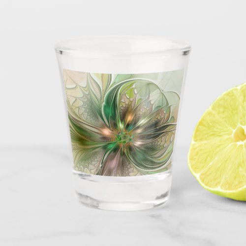 Colorful Fantasy Modern Abstract Fractal Flower Shot Glass