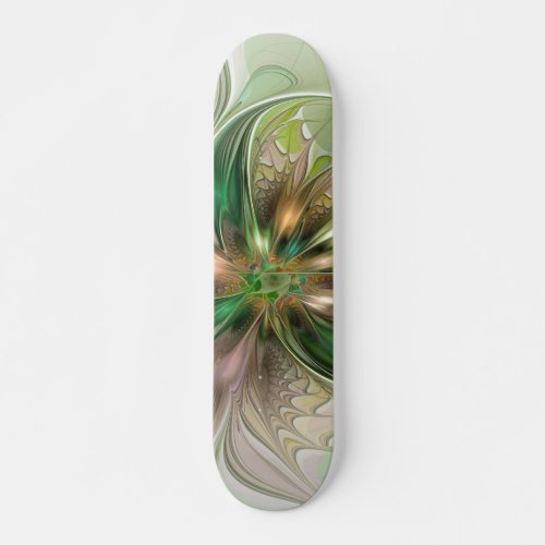 Colorful Fantasy Modern Abstract Fractal Flower Skateboard