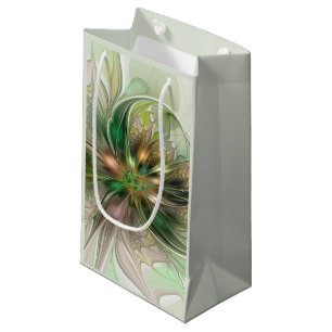 Colorful Fantasy Modern Abstract Fractal Flower Small Gift Bag