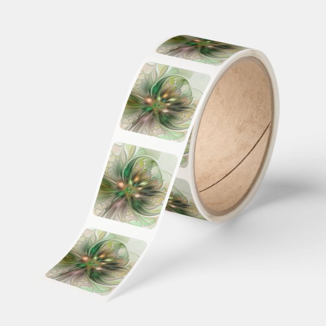 Colorful Fantasy Modern Abstract Fractal Flower Square Sticker (Roll)