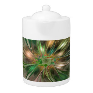Colorful Fantasy Modern Abstract Fractal Flower Teapot