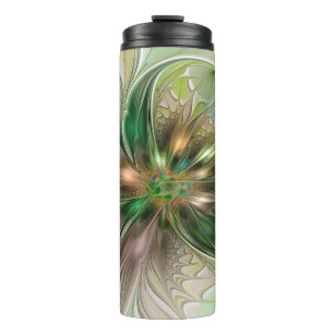 Colorful Fantasy Modern Abstract Fractal Flower Thermal Tumbler