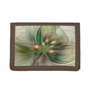 Colorful Fantasy Modern Abstract Fractal Flower Tri-fold Wallet
