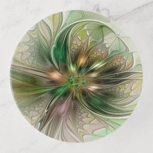 Colorful Fantasy Modern Abstract Fractal Flower Trinket Tray