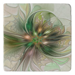 Colorful Fantasy Modern Abstract Fractal Flower Trivet