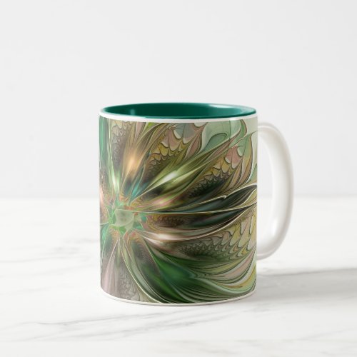 Colorful Fantasy Modern Abstract Fractal Flower Two_Tone Coffee Mug