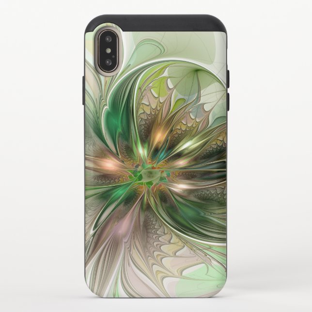 Colorful Fantasy Modern Abstract Fractal Flower Uncommon iPhone Case (Back)