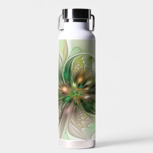 Colorful Fantasy Modern Abstract Fractal Flower Water Bottle