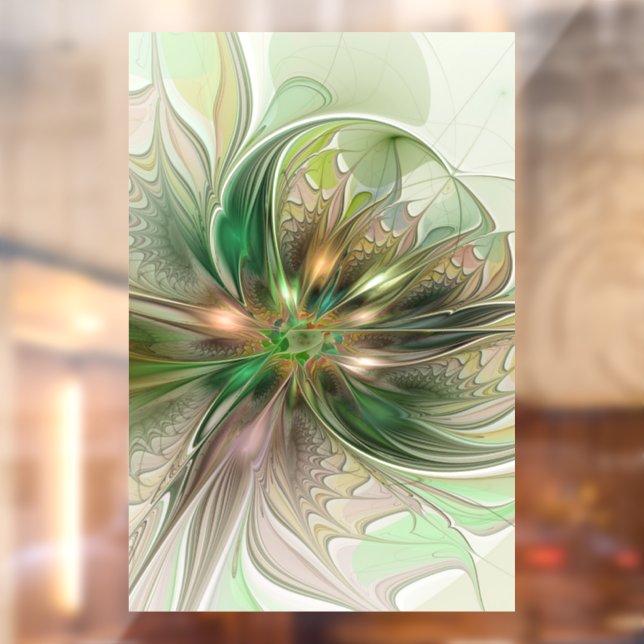 Colorful Fantasy Modern Abstract Fractal Flower Window Cling (Sheet 2)