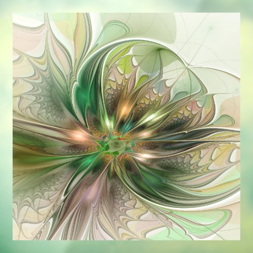 Colorful Fantasy Modern Abstract Fractal Flower Window Cling