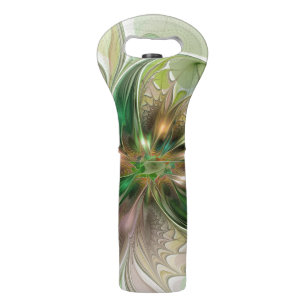 Colorful Fantasy Modern Abstract Fractal Flower Wine Bag