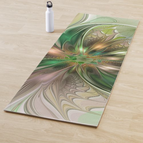 Colorful Fantasy Modern Abstract Fractal Flower Yoga Mat