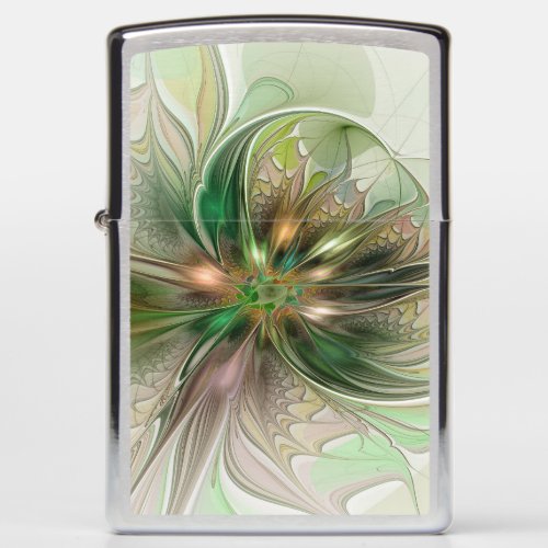 Colorful Fantasy Modern Abstract Fractal Flower Zippo Lighter