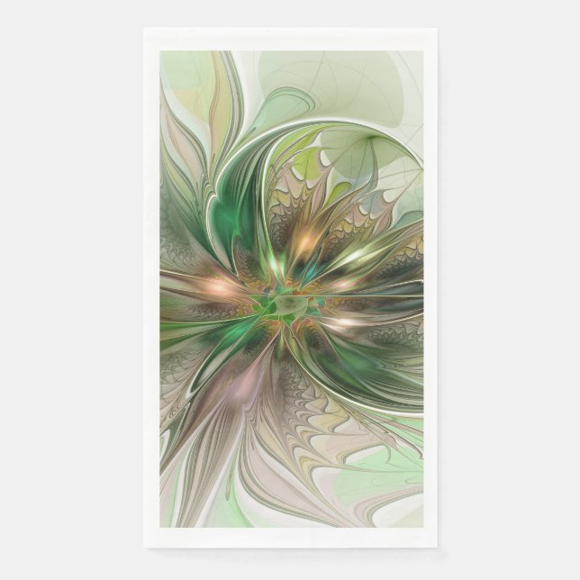 Colorful Fantasy Modern Abstract Fractal Paper Guest Towels (Front)