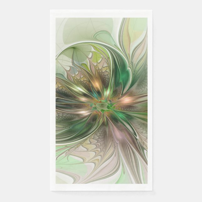 Colorful Fantasy Modern Abstract Fractal Paper Guest Towels (Front)
