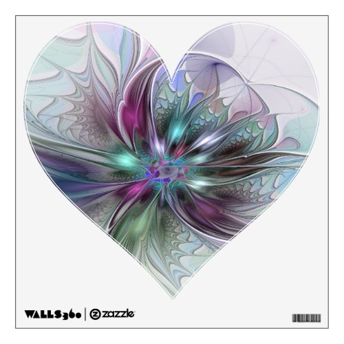Colorful Fantasy Modern Fractal Flower Heart Wall Decal