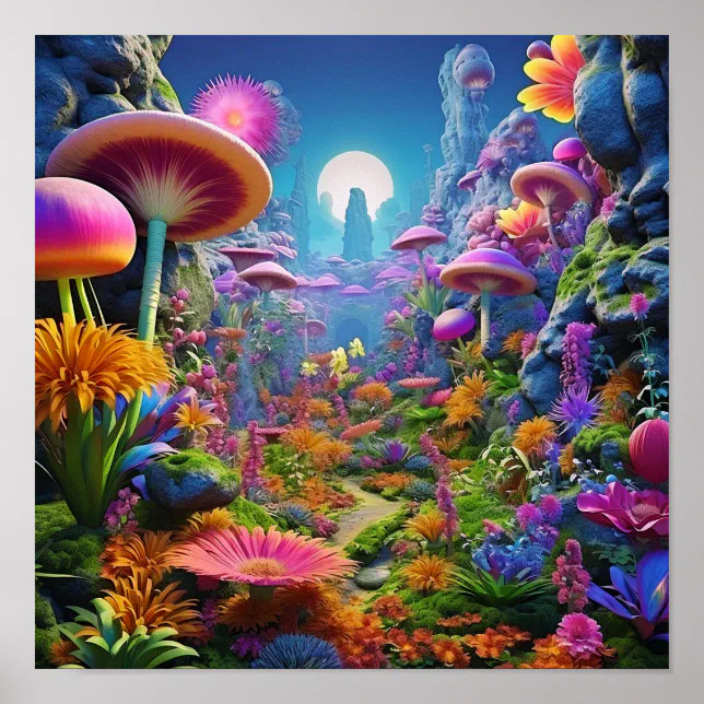 Colorful fantasy nature land landscape poster | Zazzle