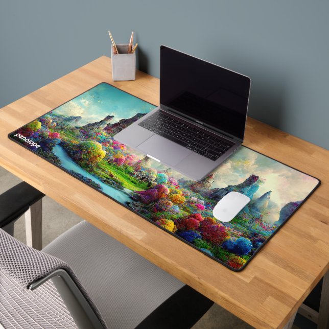 Colorful fantasy panoramic landscape monogram desk mat (Office 2)