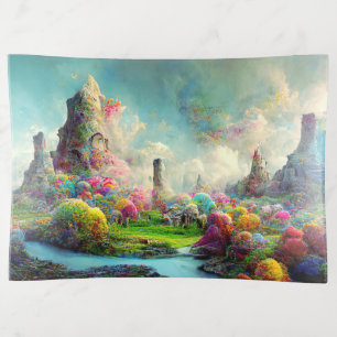 Colorful fantasy panoramic landscape trinket tray