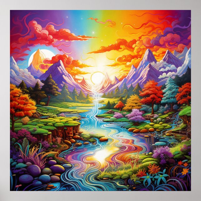 Colorful Fantasy Psychedelic Surreal Land Poster (Front)