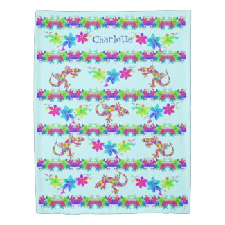 Colorful Fantasy Rainbow Salamander Duvet Cover