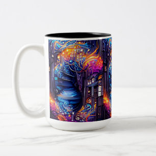 Colorful Fantasy Stairway Two-Tone Coffee Mug