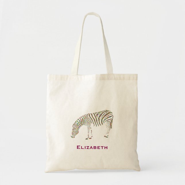 Colorful Fantasy Striped Painted Personalized Tote Bag (Front)