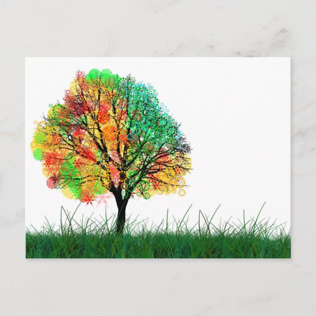 Colorful Fantasy Tree Illustration Postcard (Front)