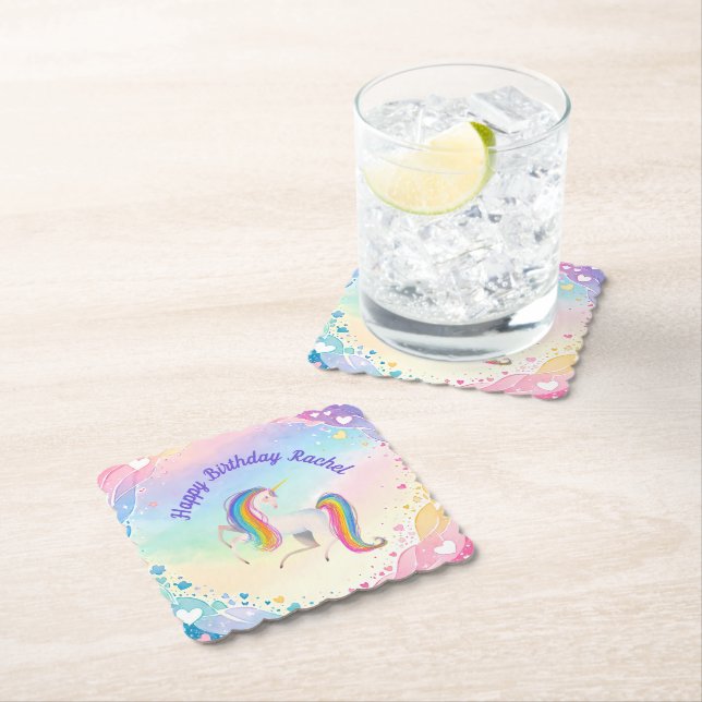 Colorful Fantasy Unicorn Paper Coaster (Insitu)